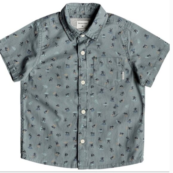 QuickSilver Kids Boys Sage Green Short Sleeve Button Down Size 4 - Picture 1 of 5